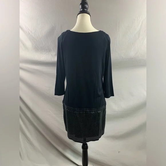 Black Vegan Leather Drop Waist Dress - Picture 4 of 4